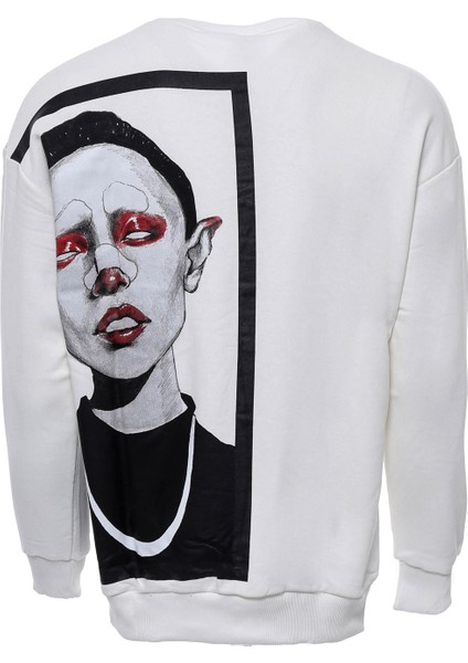 Kadın Figürlü Bisiklet Yaka Sweatshirt