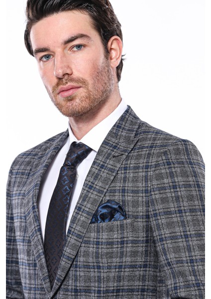 Erkek Ekose Desenli Sivri Yaka Slim Fit Ceket fiyatları