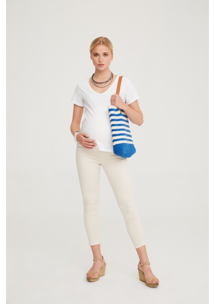 Hamile Süper Strech Tensel Skinny Fit Pantolon Bej 1083