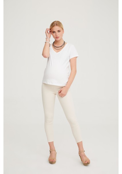 Hamile Süper Strech Tensel Skinny Fit Pantolon Bej 1083 indirimleri