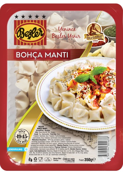 Dondurulmuş Beşler Bohça Mantı 350 gr