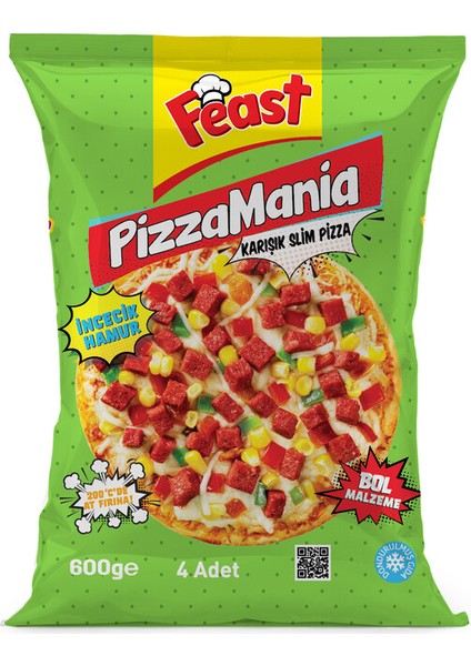 Dondurulmuş Feast Pizza Mania Slim Karışık 600 gr