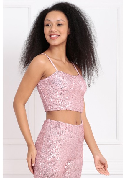 Gloplu Arkası Fermuarlı Zara Payet Bustiyer | BST33154