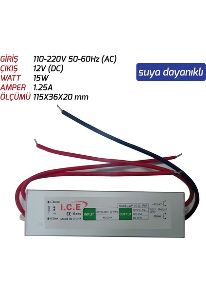 LED Trafosu (15W) 12V Suya Dayanıklı