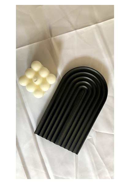 Dekoratif Geometrik Çizgili Beton Tabak Beton Takı Tabağı Mum Tabağı Organizer modelleri