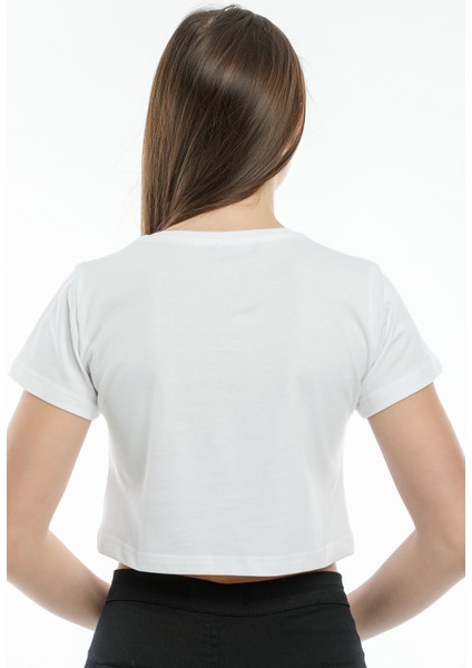 Crop Örme Brookyn Baskılı T-Shirt