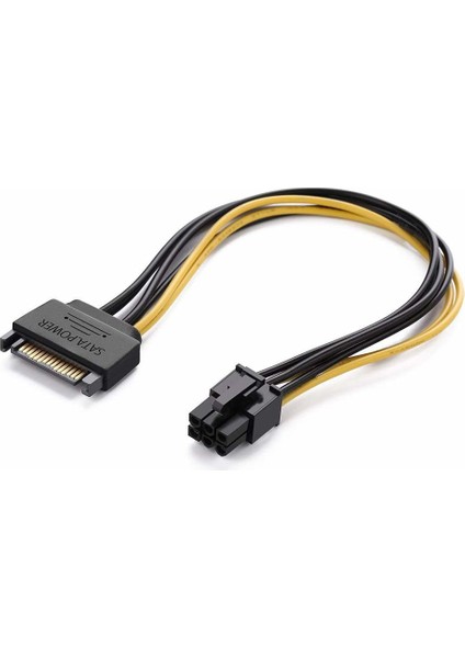 Sata Power 15 Pin (Erkek) To 6 Pin Atx (Erkek) Power Kablo