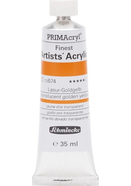 : Primacryl : Artist Akrilik Boya : 35 ml : Seri 1 : 674 Translucent Golden Yellow
