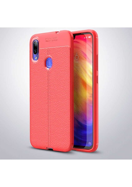 - Xiaomi Redmi Note 7 - Kılıf Auto Focus Karbon Niss Silikon Kapak - Kırmızı