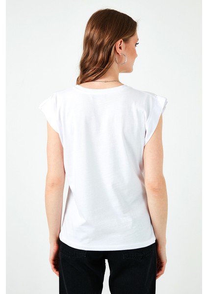 Bisiklet Yaka Pamuk Tshirt Kadın Tshirt 5864019