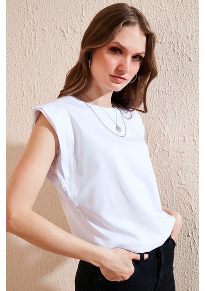 Bisiklet Yaka Pamuk T Shirt Kadın T SHİRT 5864019