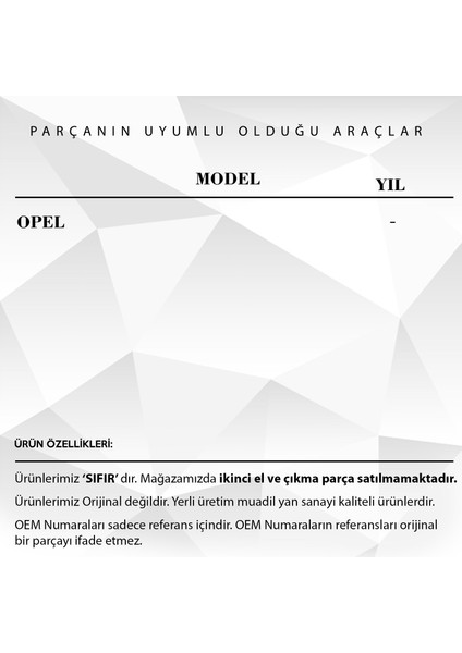 Opel Için Kilometre Dişlisi (7 Diş) modelleri