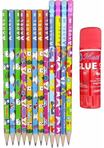Mercanlı Karışık Kurşun Kalem 12'li + Stick 21 gr
