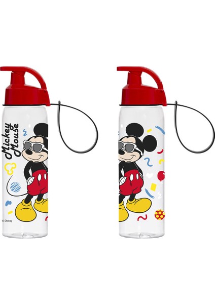 Mickey Mouse 500 ml Askılı Şeffaf Matara (Kırılmaz)