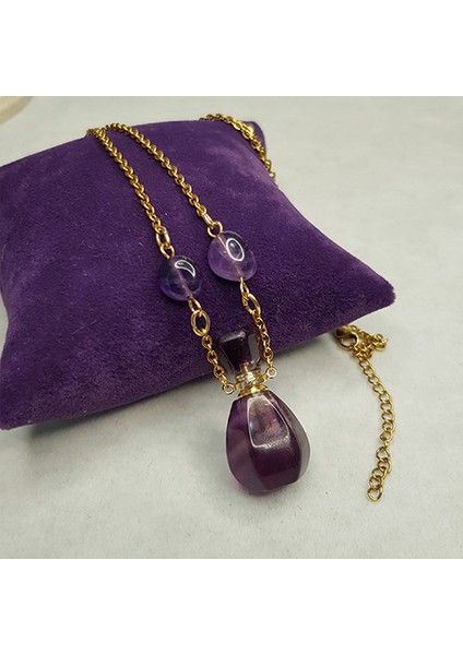 Çelik Ametist Purple Fluorıte Parfüm Şişe Kolye fiyatları