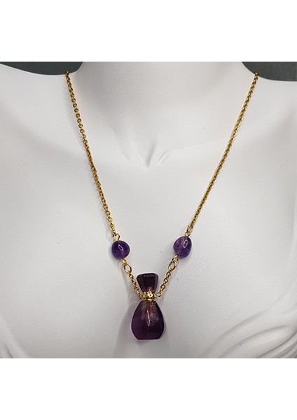 Çelik Ametist Purple Fluorıte Parfüm Şişe Kolye modelleri