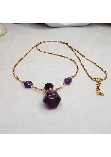 Çelik Ametist Purple Fluorıte Parfüm Şişe Kolye fırsatları