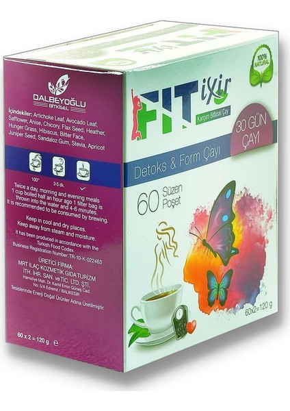 Fit Ixir Bitkisel Karışım Detoks & Form Çayı 60 Süzen Poşet