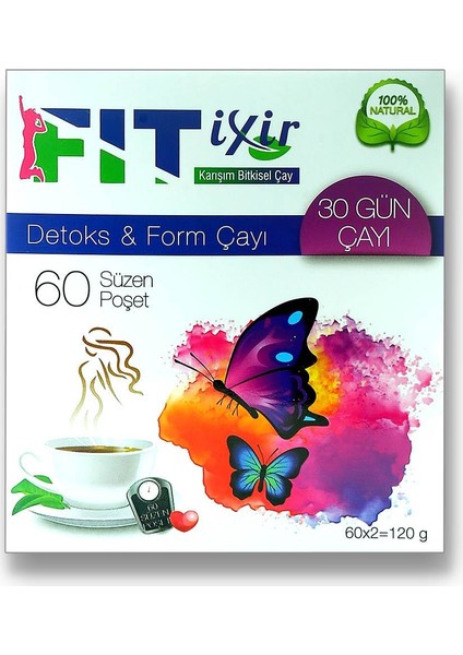 Fit Ixir Bitkisel Karışım Detoks & Form Çayı 60 Süzen Poşet
