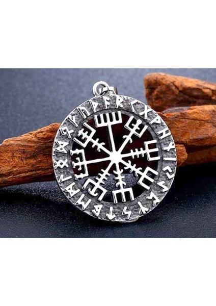 Çelik Vegvisir Savaşçı Pusula Viking Kolye