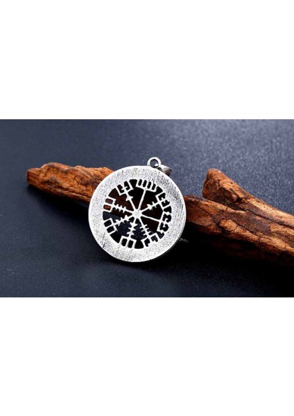 Çelik Vegvisir Savaşçı Pusula Viking Kolye
