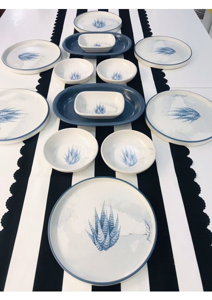 6 Kişilik 14 Parça Blue Magic Kaktüs Kahvaltı Takımı