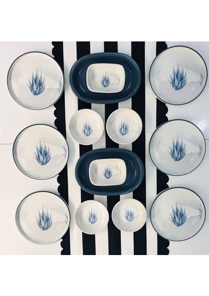 6 Kişilik 14 Parça Blue Magic Kaktüs Kahvaltı Takımı modelleri