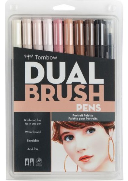 95523 Dual Brush Portre Çift Uçlu Grafik Kalem 10'lu
