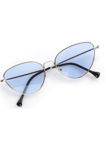 Gold Metal Çerçeveli Cat Eye Retro Mavi Güneş Gözlüğü