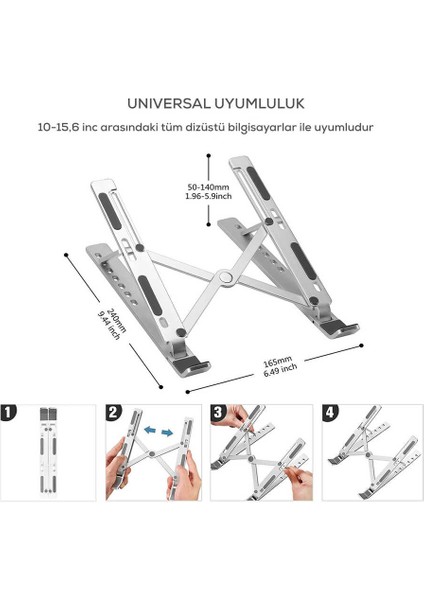 F1 Laptop Tablet Telefon Kitap Okuma Standı Çok Amaçlı Stand Katlanabilir 10-15.6'' Uyumlu Dizüstü Bilgisayar modelleri