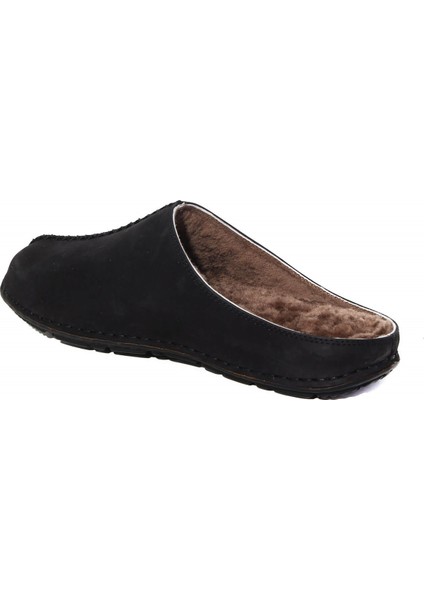 49121 Erkek Siyah Nubuk Kürklü Terlik modelleri