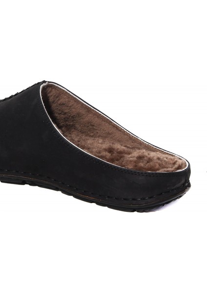 49121 Erkek Siyah Nubuk Kürklü Terlik indirimleri