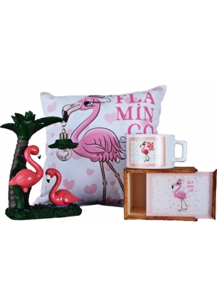 Flamingo Masa Lambası Flamingo Kutulu Kupa Flamingo Puf Yastık