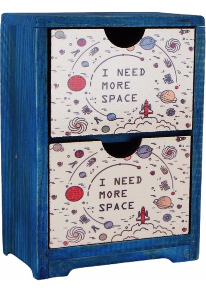 I Need More Space Gezegenler Tasarımlı Ahşap El Yapımı Şifonyer