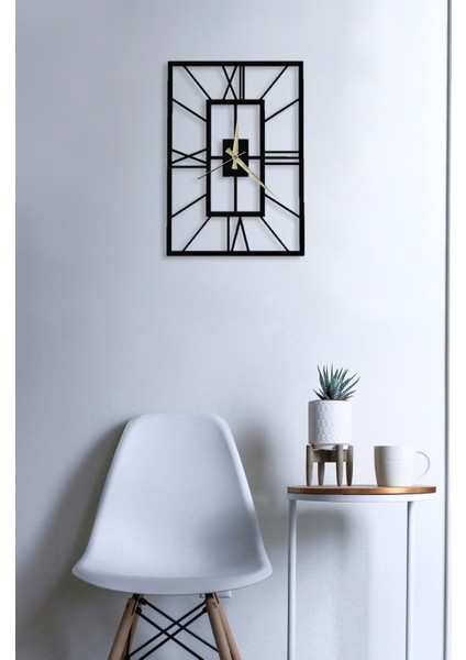 Black Four Metal Duvar Saati - 70 x 70 cm