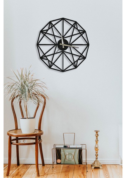 Black Thin Metal Duvar Saati - 50 x 50 cm