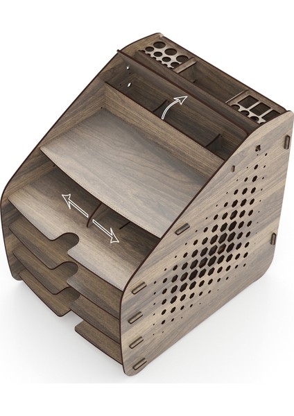 Design Otto Fx Large Hexa 6 Renk A4 Evrak Rafı Masaüstü Organizer Ceviz fiyatları