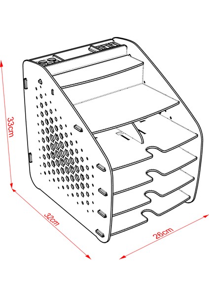 Design Otto Fx Large Hexa 6 Renk A4 Evrak Rafı Masaüstü Organizer Ceviz fırsatları
