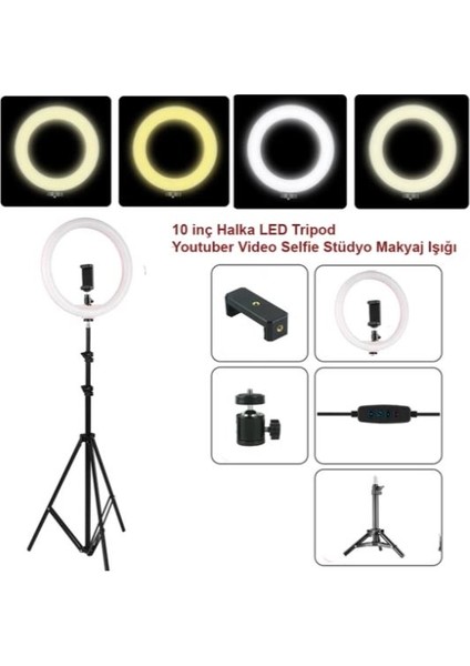 Geçmeli Tripod 10INÇ Halka LED 168CM Video Selfi