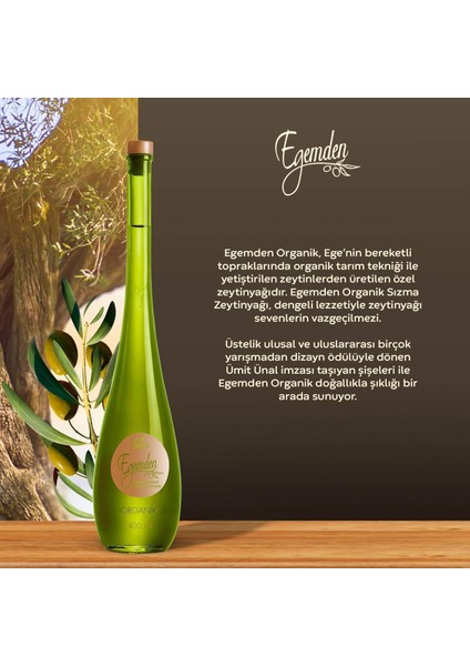 Egemden Organik Sızma Zeytinyağı Şişe 400 ML