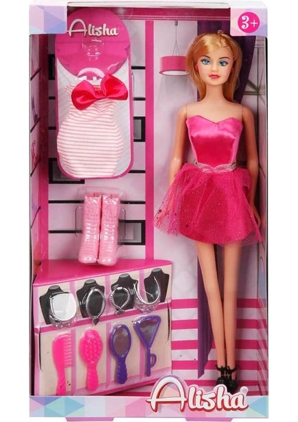 Alisha Gece Elbiseli Bebek Oyun Seti 14233 Koyu Pembe