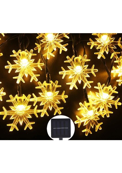 Solar 30 LED Ampül 4 mt 8 Mod Güneş Enerjili Dış Bahçe Aydınlatma Dekorasyon Kartanesi Sıcak Beyaz