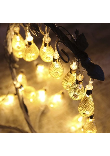Solar 30LED Ampül 4 mt 8 Mod Metal Güneş Enerjili Bahçe Aydınlatma Dekorasyon Günışığı