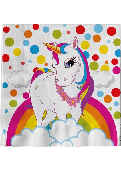 Unicorn Rainbow Kağıt Peçete 33X33 cm 16'lı