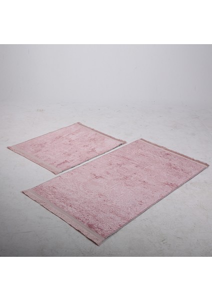 Nova Pembe 2'li Pamuk Kaymaz Tabanlı Banyo Halısı Paspası Seti Püsküllü Klozet Takımı modelleri