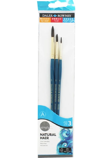 Daler Rowney 216910300 Simply Natural Hair Fırça Seti 3'lü