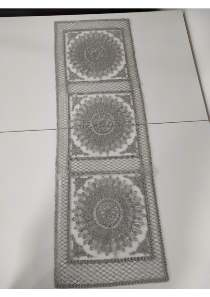 Runner Kumaş Kare (36X110CM) Gri
