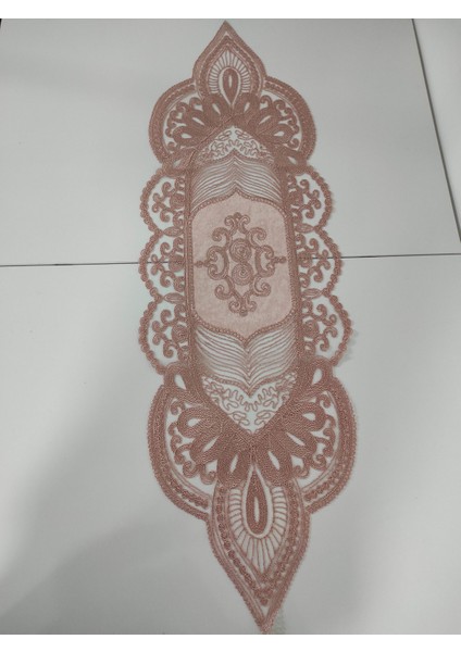 Runner Kadife Dantelli (36X120CM) Pembe