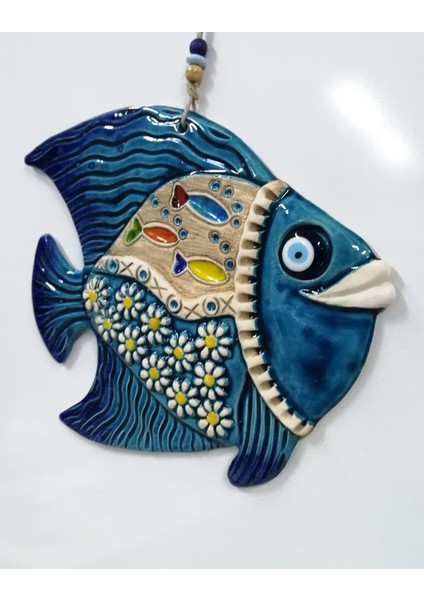 Seramik Balık Dekoratif El Işi Duvar Süsü Büyük Boy Nazarlık