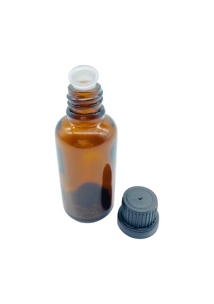 Cam Amber Şişe Düz Kapak Kör Tıpalı 30 ml 10'lu